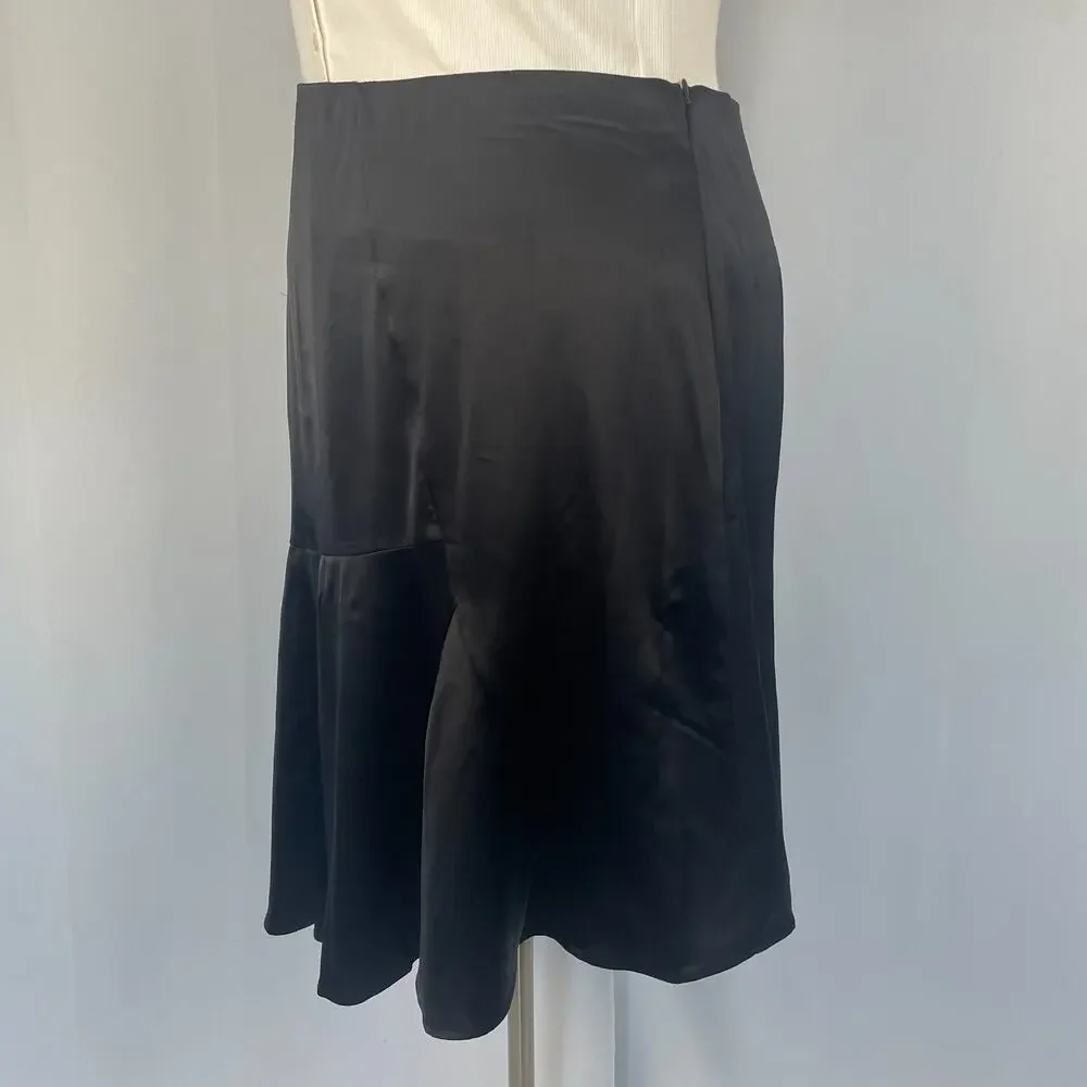 Y2K Skirt Size XL Black Satin Asymmetrical Party Fairy Grunge Whimsigoth Minimal